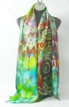 Load image into Gallery viewer, Silk Scarf Celtic Green Apple Forrest