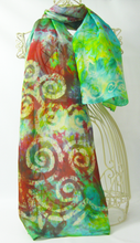 Load image into Gallery viewer, Silk Scarf Celtic Green Apple Forrest