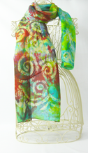 Load image into Gallery viewer, Silk Scarf Celtic Green Apple Forrest