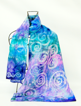 Load image into Gallery viewer, Silk Scarf Celtic Green Lilac