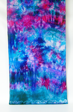 Load image into Gallery viewer, silk_scarf_with_tie_dyed_effect_with_a_small_spiral_edging_in_teal_green