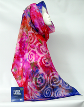Load image into Gallery viewer, Silk Scarf The Celtic Lilac Magenta Rose Garden