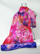Load image into Gallery viewer, Silk Scarf The Celtic Lilac Magenta Rose Garden
