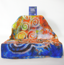 Load image into Gallery viewer, Silk Scarf Celtic Orange Blue Skies