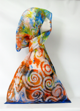 Load image into Gallery viewer, Silk Scarf Celtic Orange Blue Skies