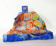 Load image into Gallery viewer, Silk Scarf Celtic Orange Blue Skies