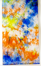 Load image into Gallery viewer, Silk Scarf Celtic Orange Blue Skies