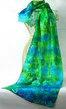 Load image into Gallery viewer, Silk Scarf Celtic Water Green