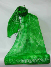 Load image into Gallery viewer, Silk Scarf Light Weight Celtic Emerald Fish