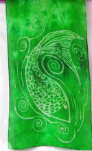 Load image into Gallery viewer, Silk Scarf Light Weight Celtic Emerald Fish