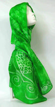 Load image into Gallery viewer, Silk Scarf Light Weight Celtic Emerald Fish