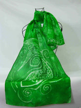 Load image into Gallery viewer, Silk Scarf Light Weight Celtic Emerald Fish