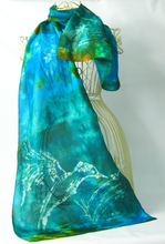 Load image into Gallery viewer, Silk Habotai Scarf The Teal Kingfisher