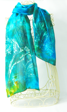 Load image into Gallery viewer, Silk Habotai Scarf The Teal Kingfisher