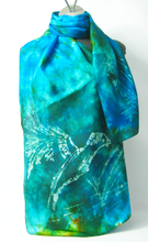 Load image into Gallery viewer, Silk Habotai Scarf The Teal Kingfisher