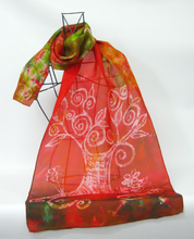 Load image into Gallery viewer, Silk Scarf The Red Tree of Life