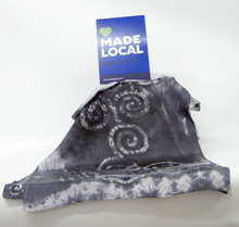 Load image into Gallery viewer, Silk Scarf Hand Painted Grey and White Spirals