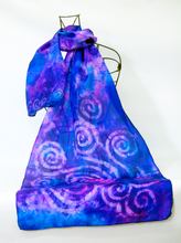 Load image into Gallery viewer, Silk Scarf Dark Blue Celtic Fuchsia