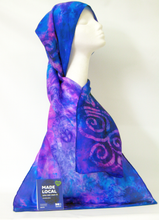 Load image into Gallery viewer, Silk Scarf Dark Blue Celtic Fuchsia