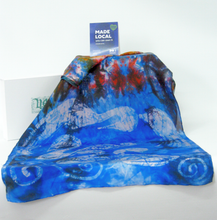 Load image into Gallery viewer, A Hand Painted Silk Scarf Blue Children of Lir