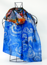 Load image into Gallery viewer, A Hand Painted Silk Scarf Blue Children of Lir