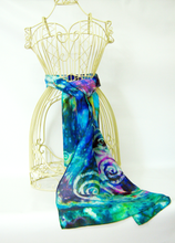 Load image into Gallery viewer, Silk Scarf The Green Celtic Forrest Garden