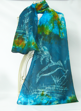 Load image into Gallery viewer, Silk Habotai Scarf Kingfisher Dark Green