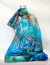 Load image into Gallery viewer, Silk Scarf Light Weight Celtic Earth Ocean