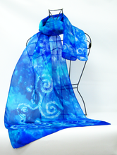 Load image into Gallery viewer, Silk Scarf Light Weight Celtic Blue Jewel