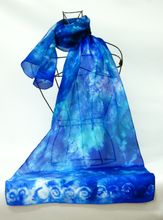 Load image into Gallery viewer, Silk Scarf Light Weight Celtic Blue Jewel