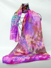 Load image into Gallery viewer, Silk Scarf Light Weight Celtic Lilac Sun Cloud