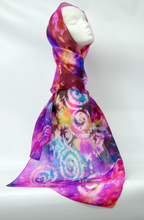 Load image into Gallery viewer, Silk Scarf Light Weight Celtic Lilac Sun Cloud