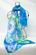 Load image into Gallery viewer, Silk Scarf Light Weight Celtic Turquoise Jewel Hand Painted