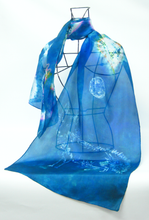 Load image into Gallery viewer, A Silk Scarf Light Weight The Moonlight Indigo Fox
