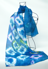 Load image into Gallery viewer, A Silk Scarf Light Weight The Moonlight Indigo Fox