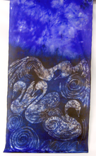 Load image into Gallery viewer, A Hand Painted Silk Scarf Navy and Lilac Children of Lir
