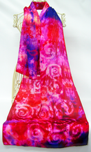 Load image into Gallery viewer, Silk Scarf Hand Painted Pink Red Celtic