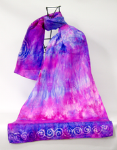 Load image into Gallery viewer, Silk Scarf Purple Fuchsia Celtic Spiral