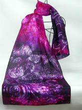 Load image into Gallery viewer, A Hand Painted Silk Scarf Purple Pink Children of LIr