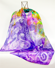 Load image into Gallery viewer, Silk Scarf Light weight Habotai The Purple Swan