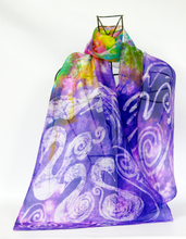Load image into Gallery viewer, Silk Scarf Light weight Habotai The Purple Swan