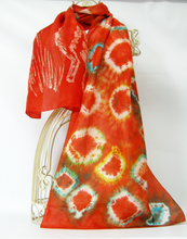 Load image into Gallery viewer, A Silk Scarf The Fox Jumping Scarlet