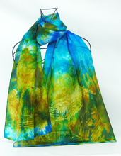 Load image into Gallery viewer, Silk Scarf The Curlew Earth Aqua Turquoise