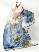 Load image into Gallery viewer, Silk Scarf The Long Tail Tit Grey