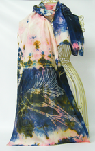 Load image into Gallery viewer, Silk Habotai Scarf The Navy Longtail Tit