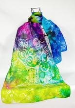 Load image into Gallery viewer, A Hand Painted Silk Scarf The Summer Tree of Life