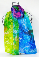 Load image into Gallery viewer, A Hand Painted Silk Scarf The Summer Tree of Life