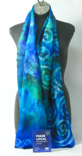 Load image into Gallery viewer, blue_silk_scarf_with_an_original_spiral_design_a_lovely_Anniversary_gift_something_special