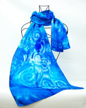 Load image into Gallery viewer, Silk Scarf Celtic Blue Skies