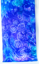 Load image into Gallery viewer, Silk Scarf Violet Aqua Celtic